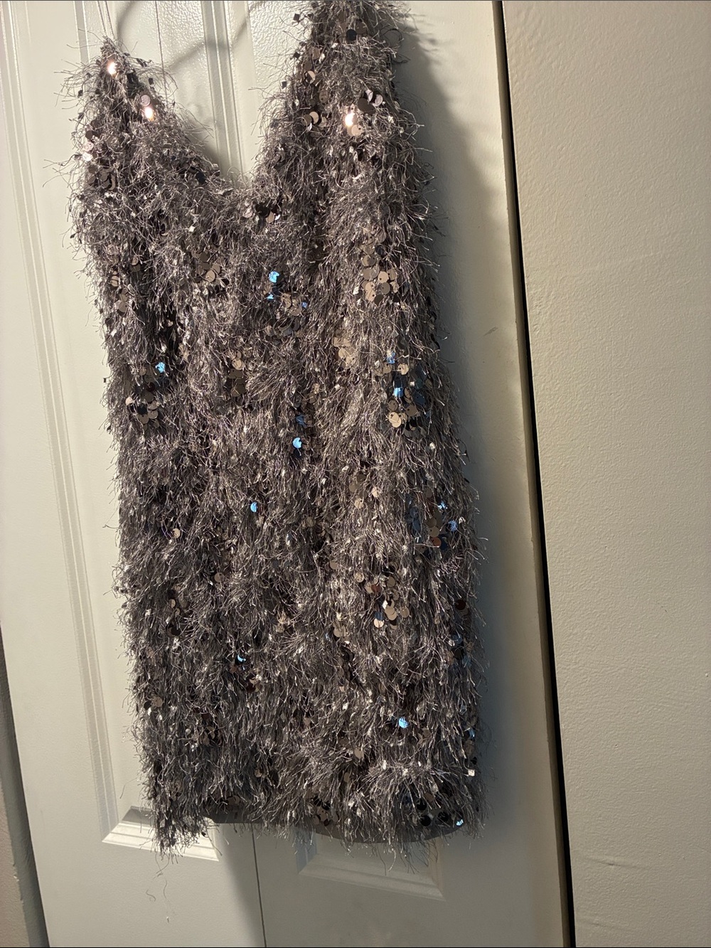 Zara Silver Sequin Fringe Party Dress